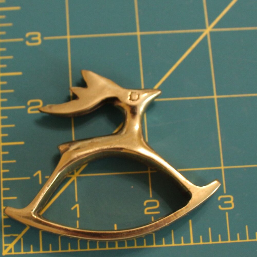 Brass Rocking Reindeer Napkin Rings - Picture 3 of 3